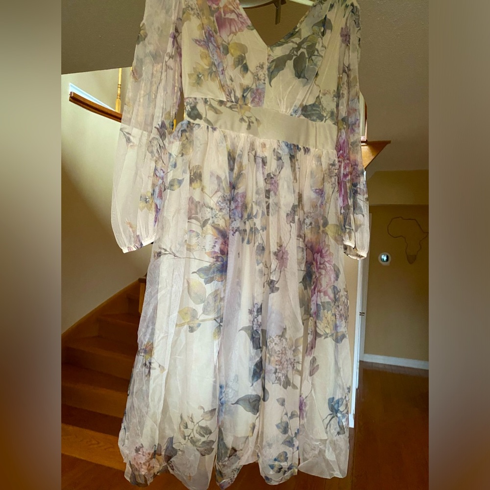 Ladies sheer lined floral summer-spring dress